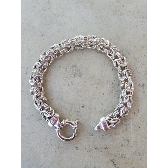 Milor Italy 925 Sterling Silver Byzantine Chain Bracelet Unisex Spring Clasp 7in - Picture 1 of 6